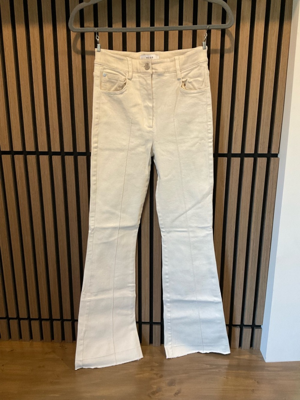 Reiss Cream Wide-Leg Flare Jeans